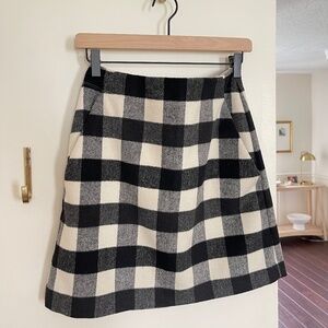 LOFT Black and Winter White Checkered Skirt
